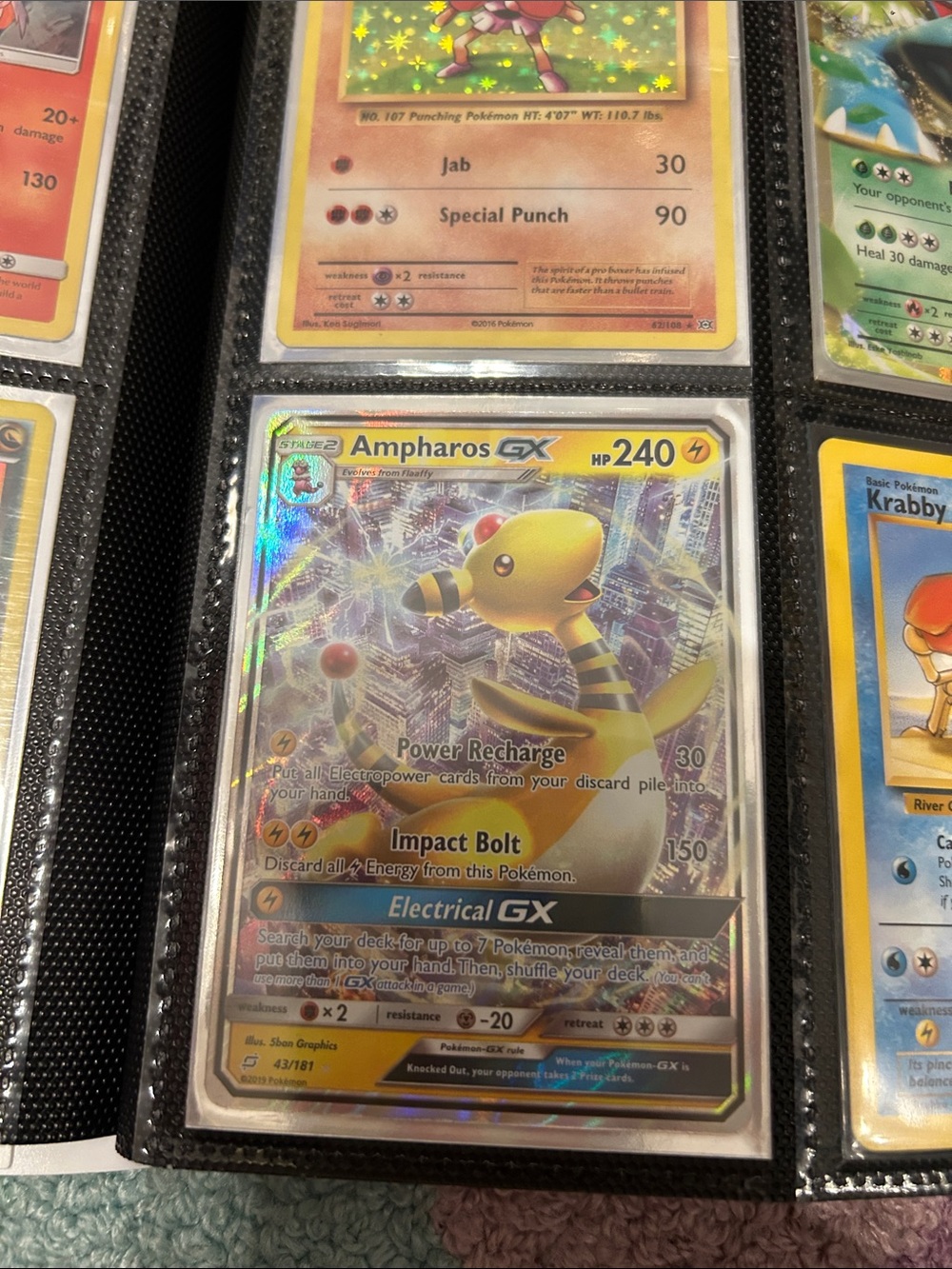 Pokemon Ampharos GX Holographic Trainer Card - Yellow